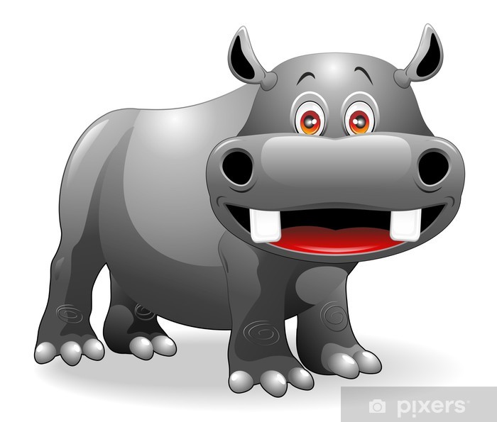 700x595 Ippopotamo Cartoon Funny Hippo Vector Wall Mural We
