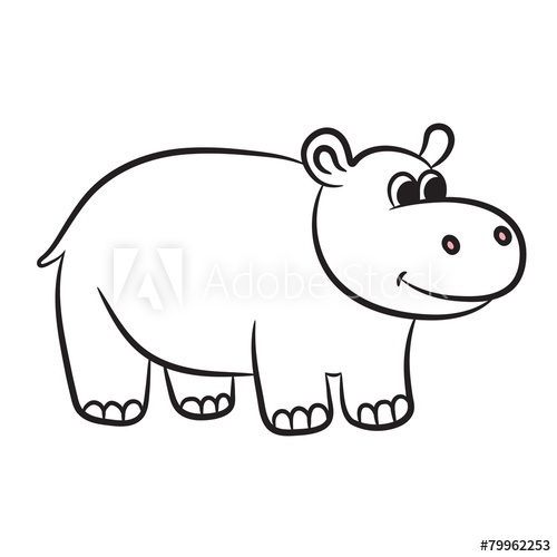500x500 Outlined Hippo Vector Illustration Isolated On White