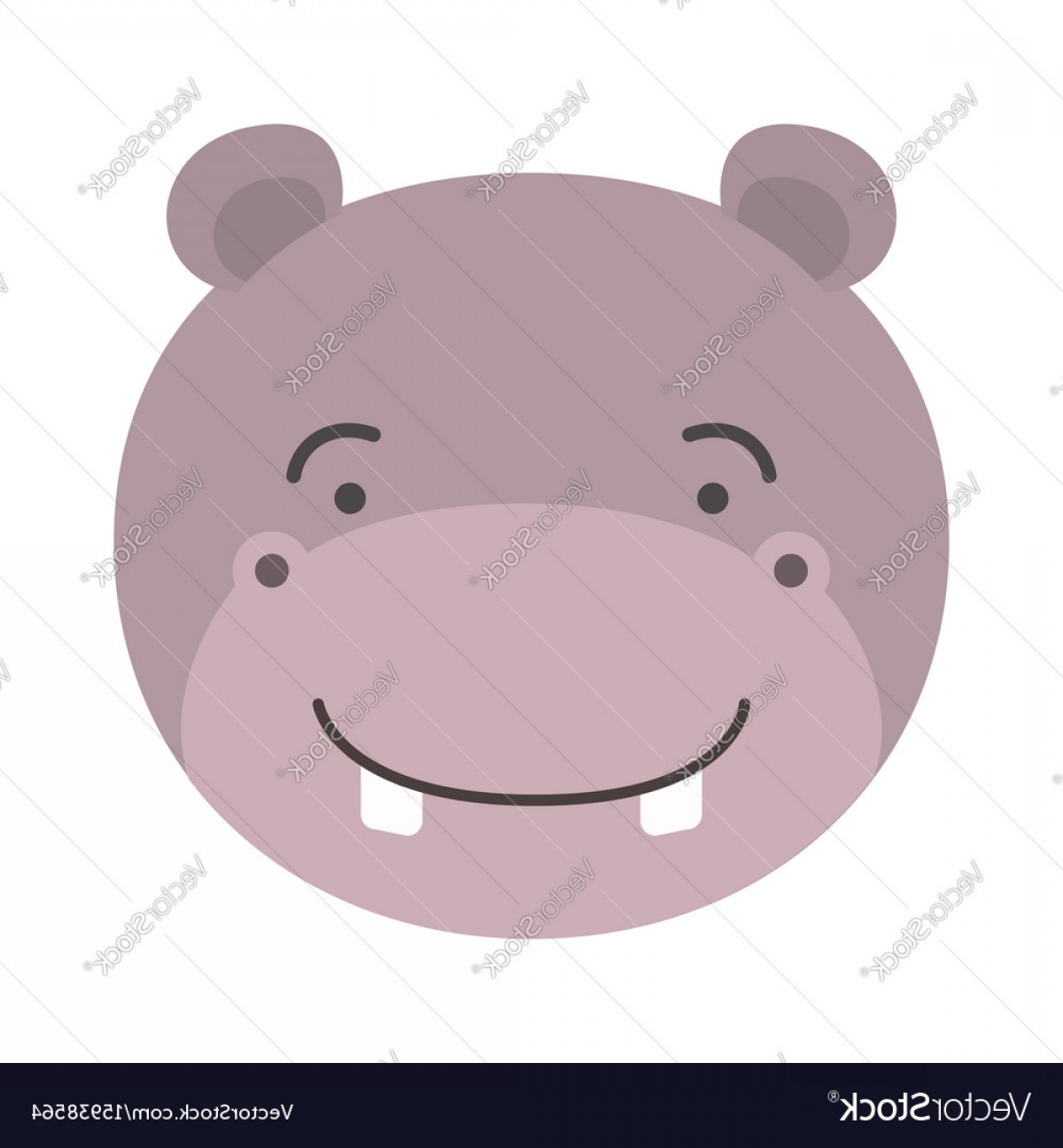1200x1296 Colorful Caricature Cute Face Of Male Hippo Animal Vector