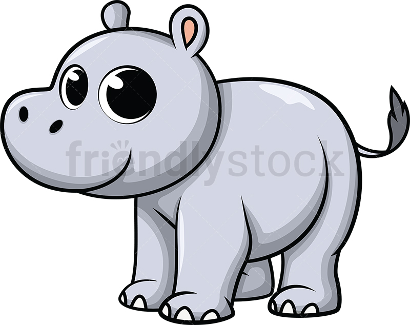 800x634 Cute Baby Hippo Cartoon Vector Clipart