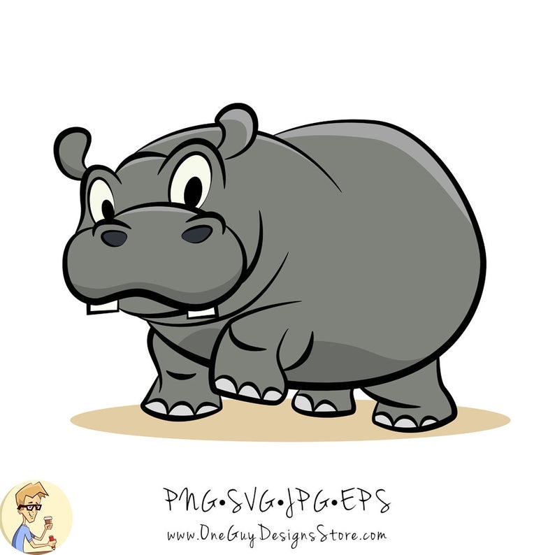 794x794 Cute Grey Hippo Vector Illustration Digital Clip Art Etsy