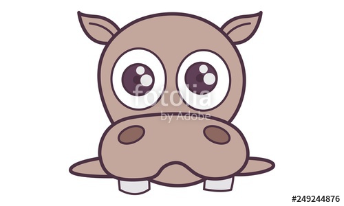 500x300 Cute Hippo Vector Illustration Isolated On White Background