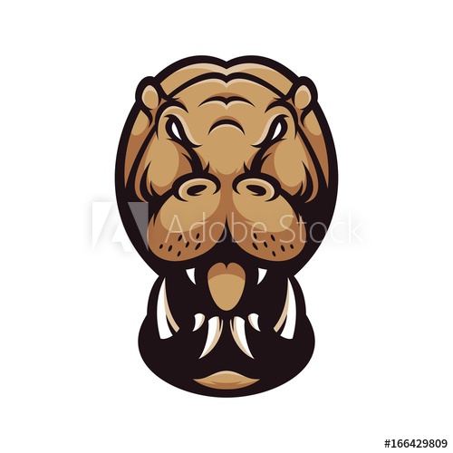 500x500 Hippopotamus Vector Logo Illustration
