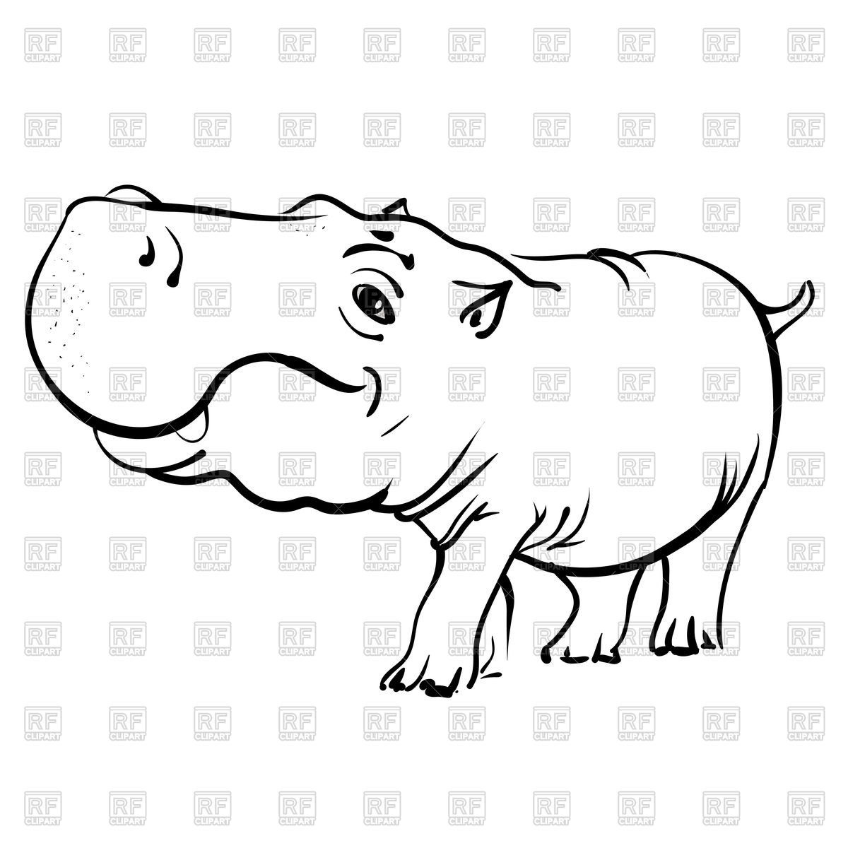 1200x1200 Cartoon Hippopotamus Vector Image Of Plants And Animals