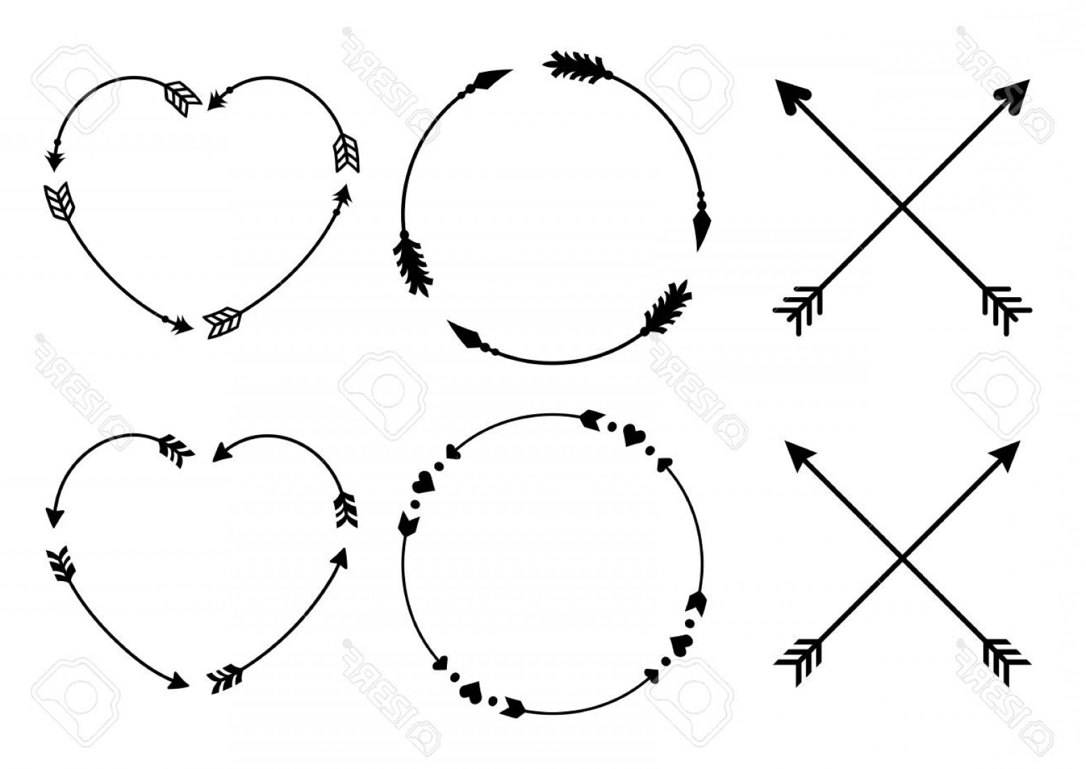1560x1105 Photostock Vector Circle And Heart Arrow Frames For Monograms