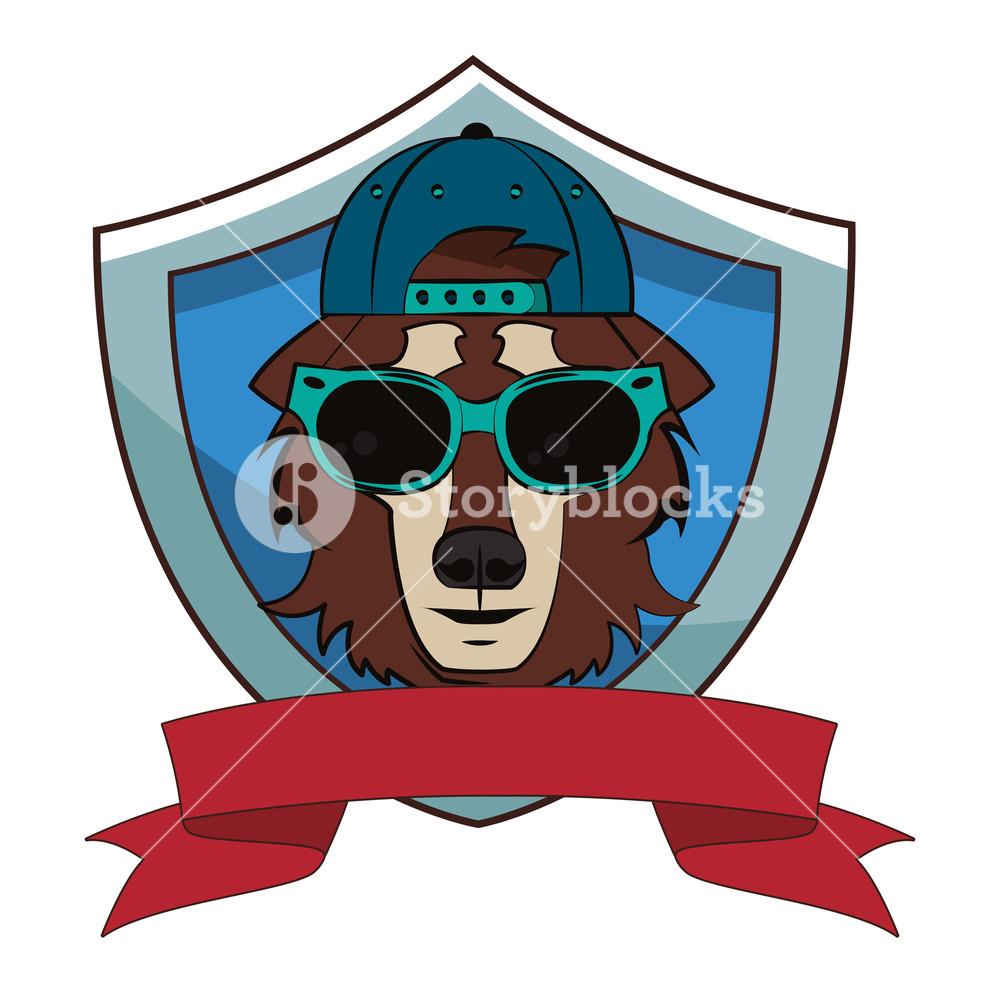 1000x1000 Hipster Wolf Cool Sketch On Badge Ribbon Banner Vector