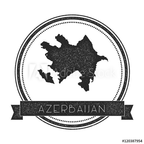 500x500 Retro Distressed Azerbaijan Badge With Map Hipster Round Rubber