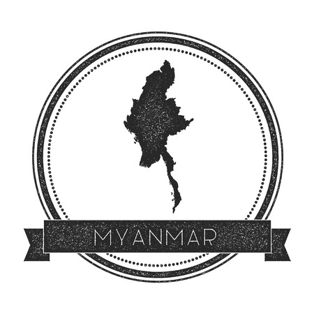 450x450 Retro Distressed Myanmar Badge With Map Hipster Round Rubber