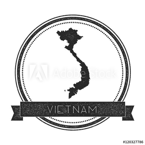500x500 Retro Distressed Vietnam Badge With Map Hipster Round Rubber