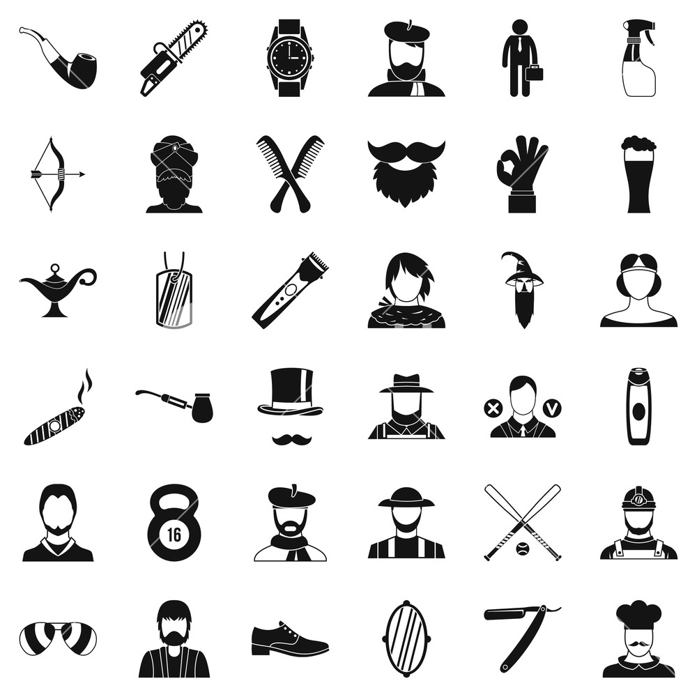 Hipster Beard Icons Set Simple Style Of Hipster Beard Vector 1000x1000 Hipster Beard Icons Set Simple Style Of Hipster Beard Vector
