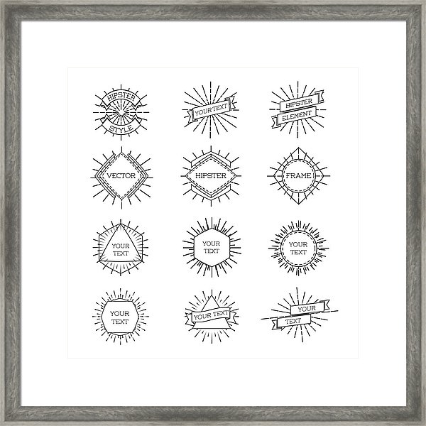 600x600 Set Of Isolated Hipster Style Frame With Sunburst And Ribbons