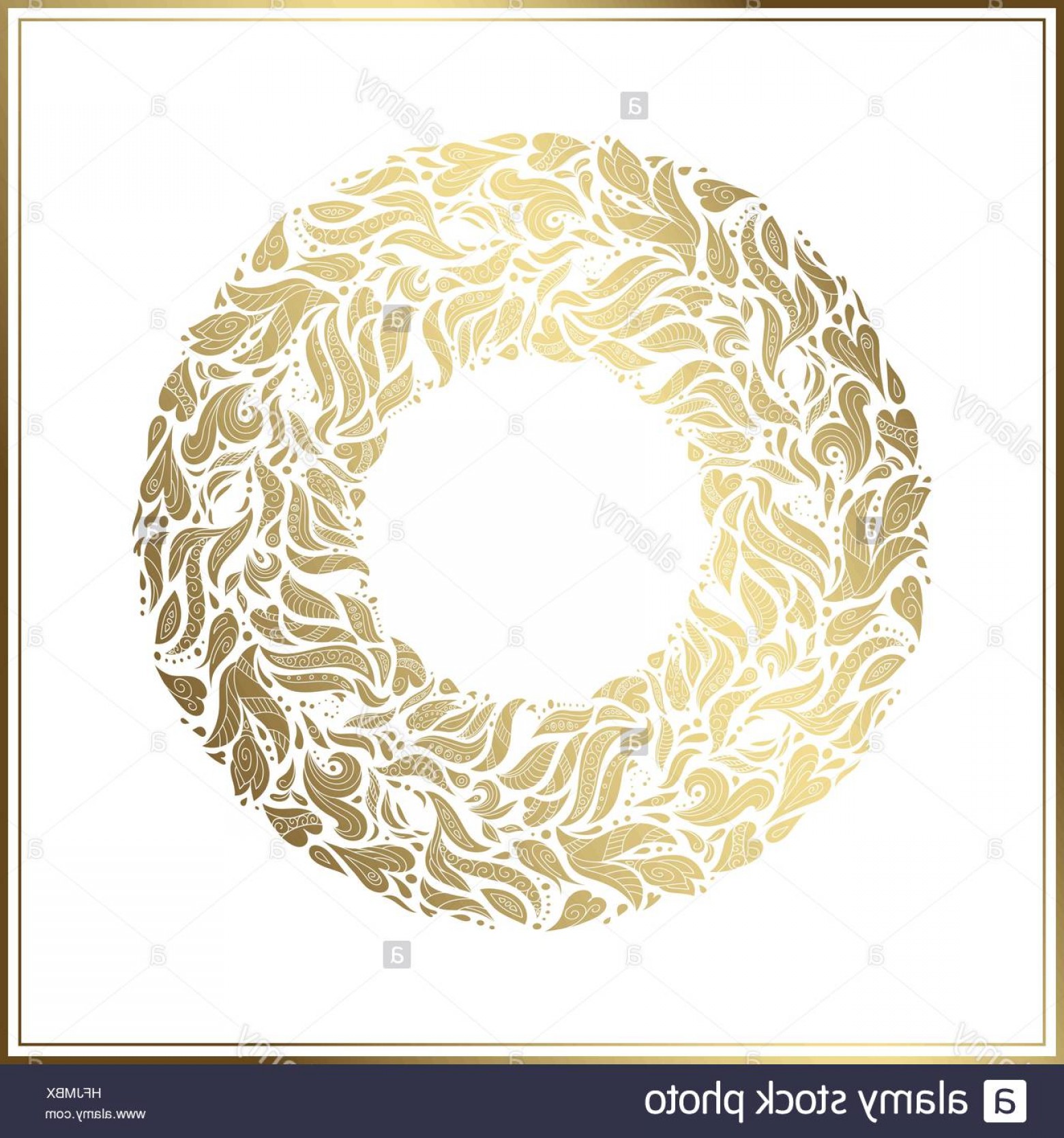 1560x1668 Stock Photo Gold Round Frame Vector Floral Decoration Made