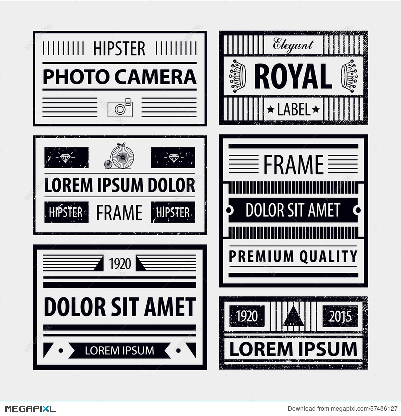 800x830 Vector Set Of Modern Hipster Frames, Labels Illustration