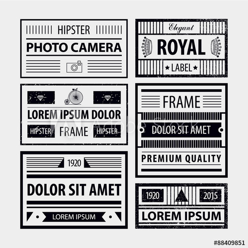 500x500 Vector Set Of Modern Hipster Frames, Labels, Badges Black