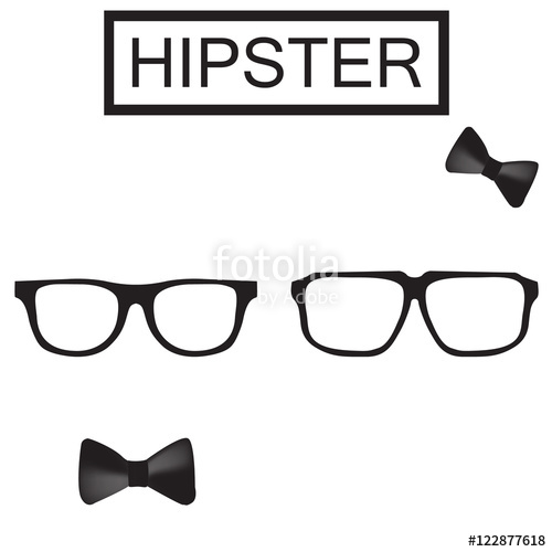 500x500 Hipster Glasses Icon Set With Bow Tie Hipsters Illustration