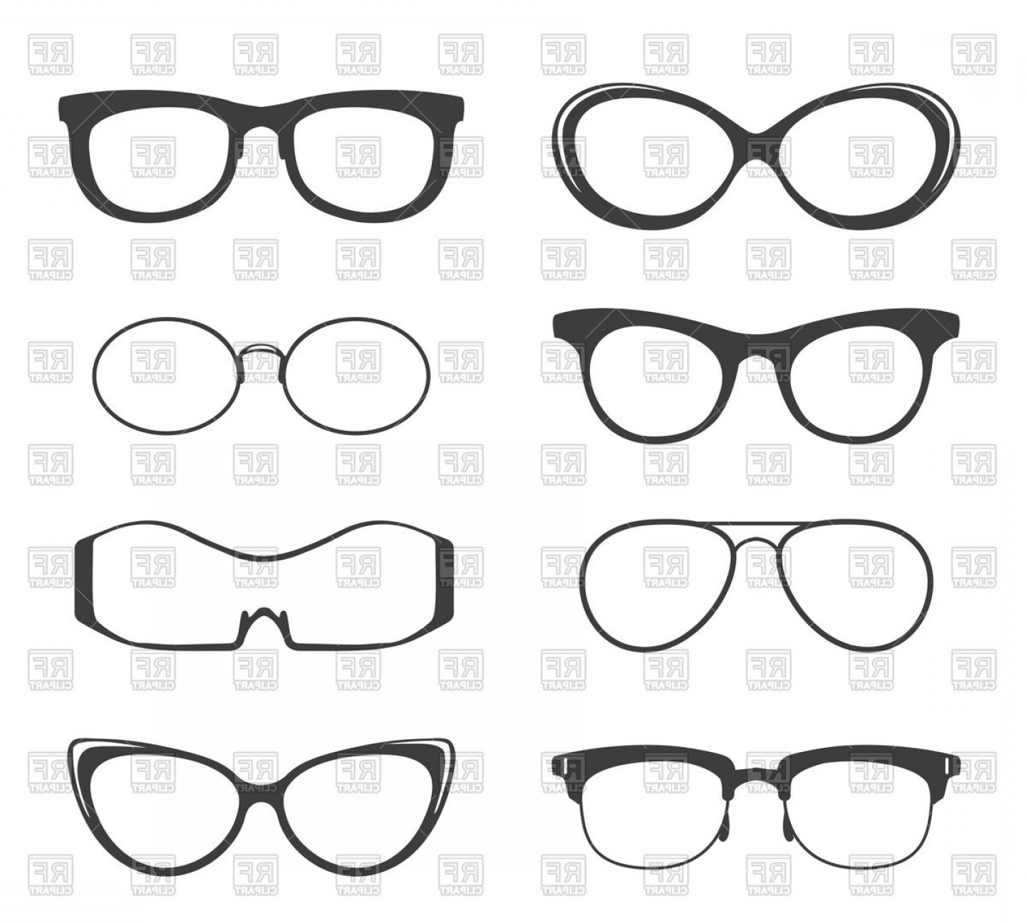 1440x1296 Hipster Glasses Set On White Background Vector Clipart Geekchicpro