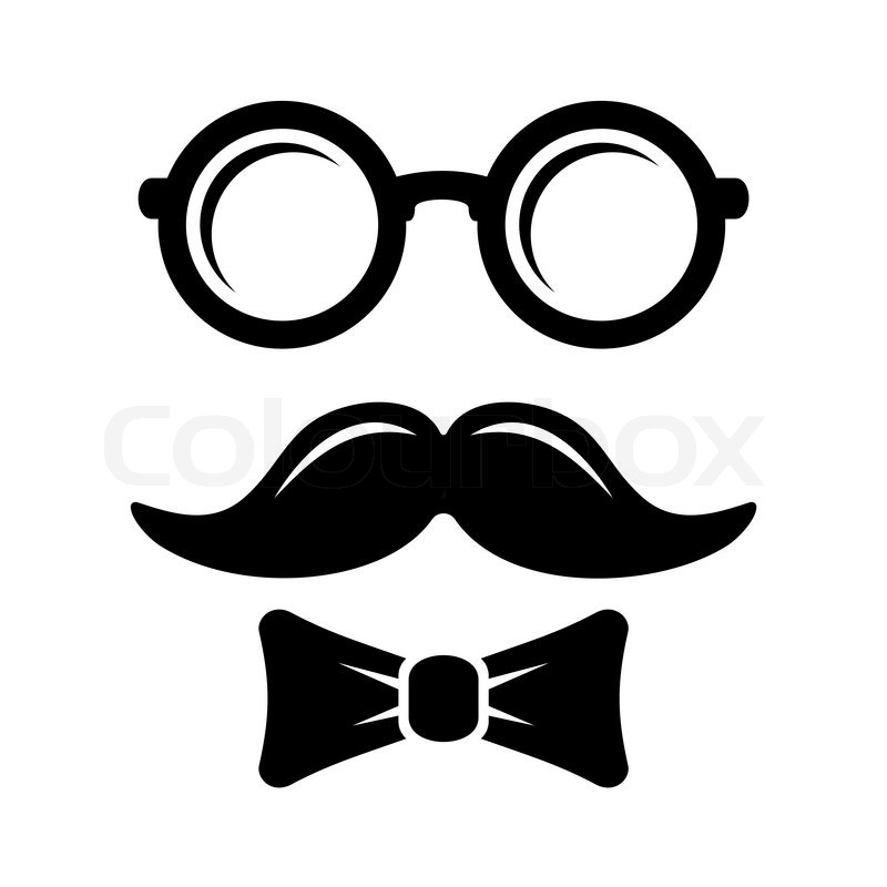 800x800 Hipster Style Set Bowtie, Glasses And Stock Vector Colourbox