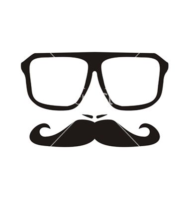 380x400 Men Face With Mustache And Black Hipster Glasses Vector Ann