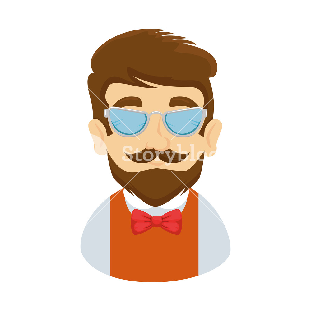 1000x1000 Man Hipster With Mustache And Glasses Vector Illustration Design