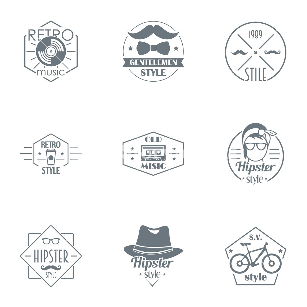 1000x1000 Retro Hipster Logo Set Simple Set Of Retro Hipster Vector Logo