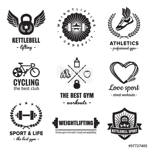 500x500 Sport Fitness Logos Vintage Vector Set Hipster And Retro Style