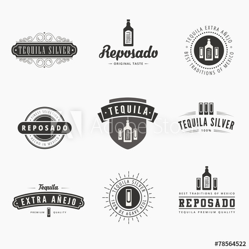 500x500 Tequila Retro Vintage Labels Hipster Logo Design Vector