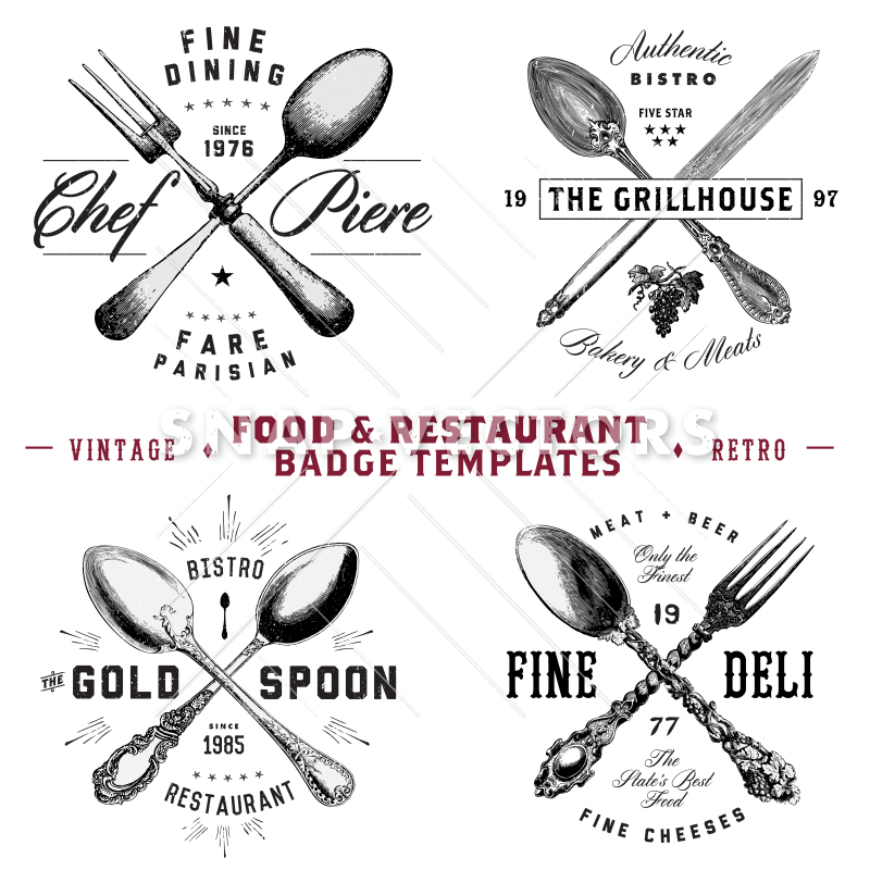 800x800 Vector Food And Restaurant Badges And Hipster Logo Template Set