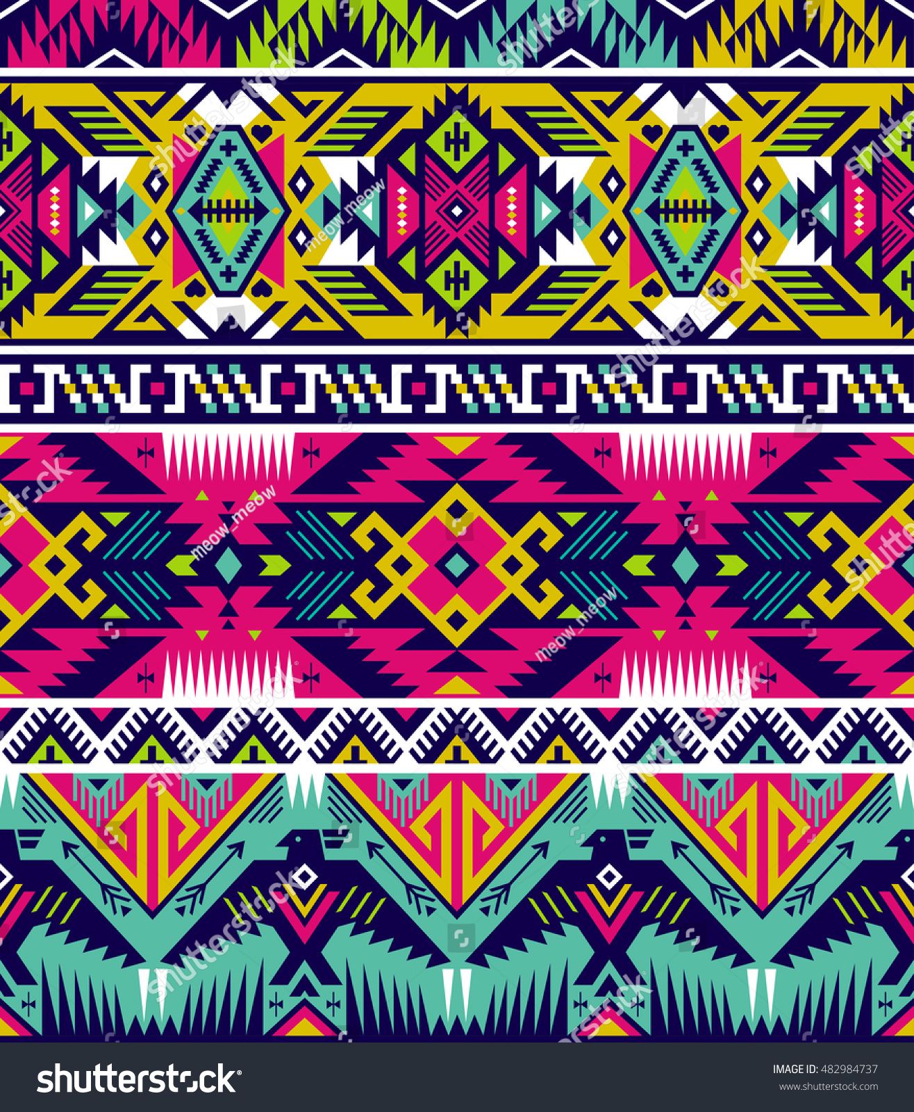 Neon Colors Tribal Vector Seamless Pattern With Eagle Aztec 1316x1600 Neon Colors Tribal Vector Seamless Pattern With Eagle Aztec