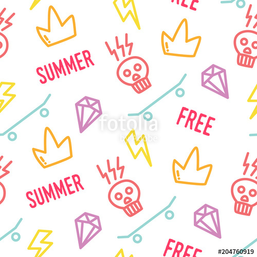 Color Hipster Pattern With Old School Tattoo Elements In Doodle 500x500 Color Hipster Pattern With Old School Tattoo Elements In Doodle