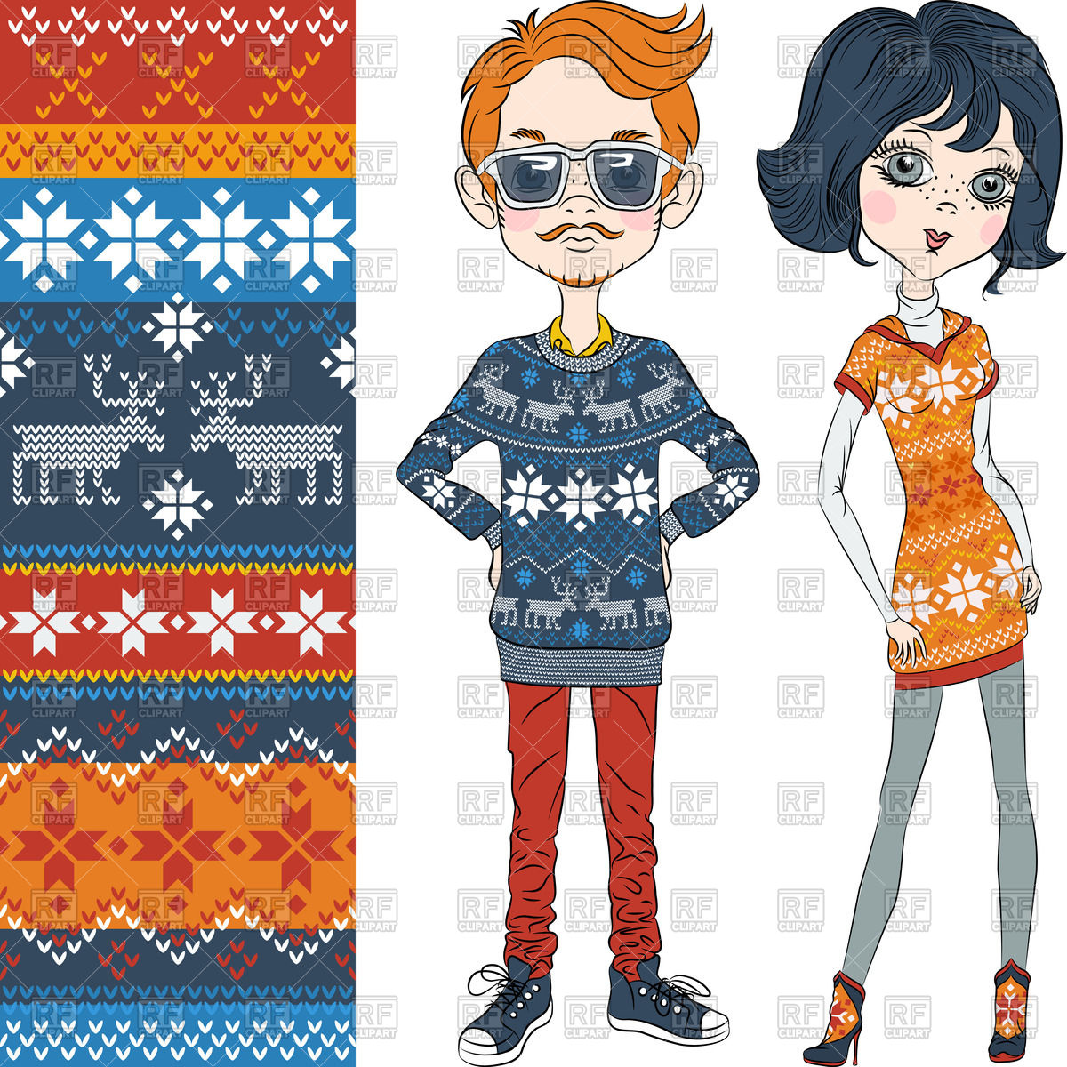 Fashion Hipster Boy And Girl In Knitted Sweaters With Norwegian 1200x1200 Fashion Hipster Boy And Girl In Knitted Sweaters With Norwegian