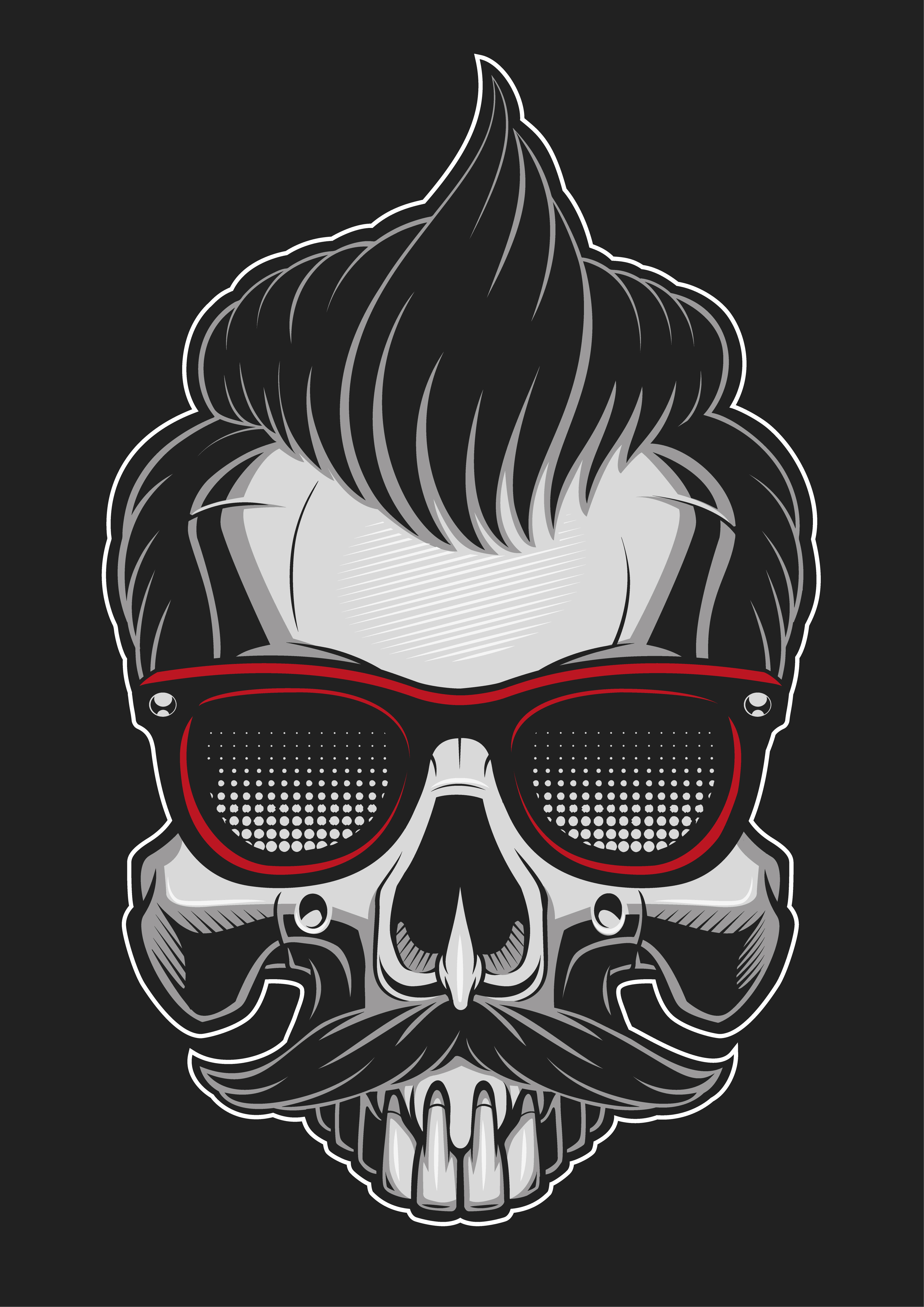 3535x5000 Hipster Skull Vector