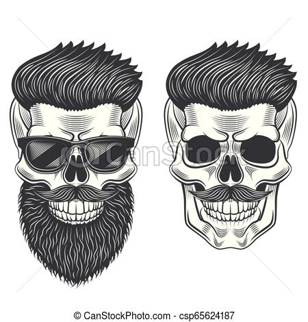 450x470 Hipster Skull Monochrome Isolated On White Vector Illustration