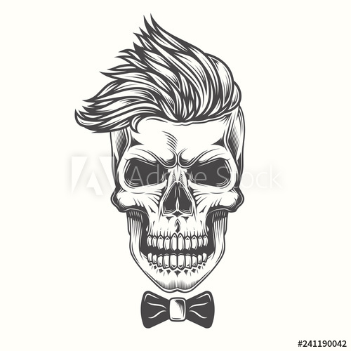 500x500 Hipster Skull With A Fashionable Hairstyle In A Vintage Style