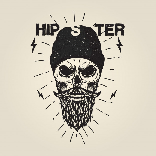 626x626 Hipster Skull With Beard Illustration Vector Premium Download