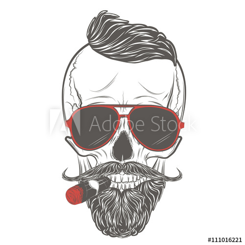 500x500 Skull Vector Hipster Skull In Glasses