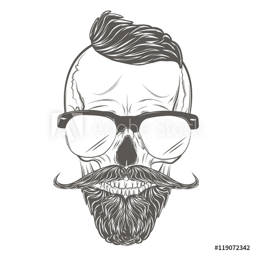 500x500 Hipster Skull Vector Gentleman Skull