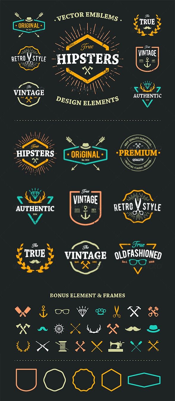 590x1345 True Hipster Vector Set