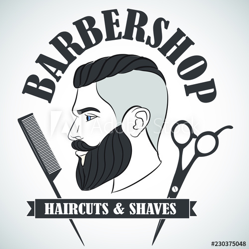 500x500 Vintage Barber Shop Emblem, Label, Badge, Logo Man With Beard