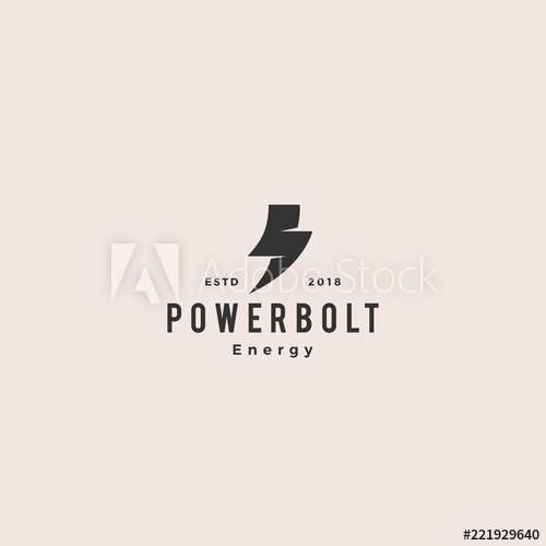 500x500 Lightning Bolt Power Logo Vintage Retro Hipster Vector Icon Symbol