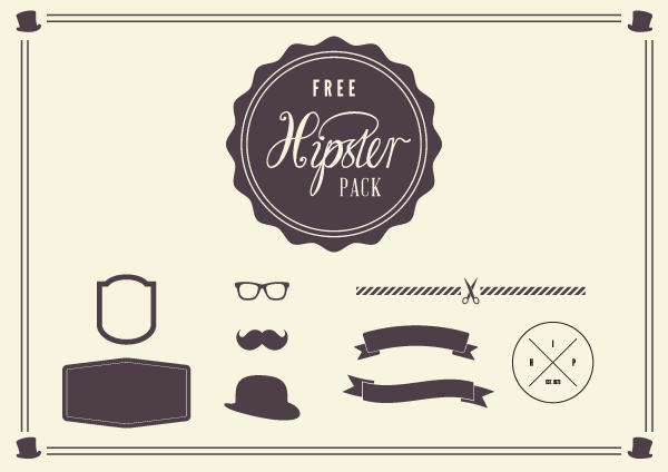 600x424 Free Vintage Hipster Elements Pack Vector Ian Barnard