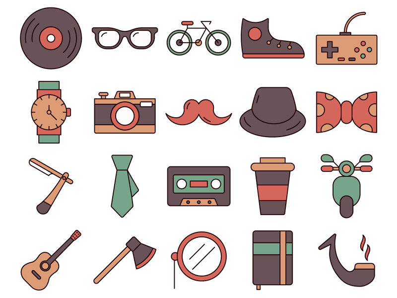 800x600 Hipster Vector Freebie Icon Set