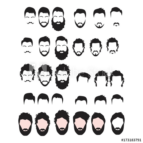 Hipster Vector Set, Hair And Beards,vector Illustration Set 500x500 Hipster Vector Set, Hair And Beards,vector Illustration Set
