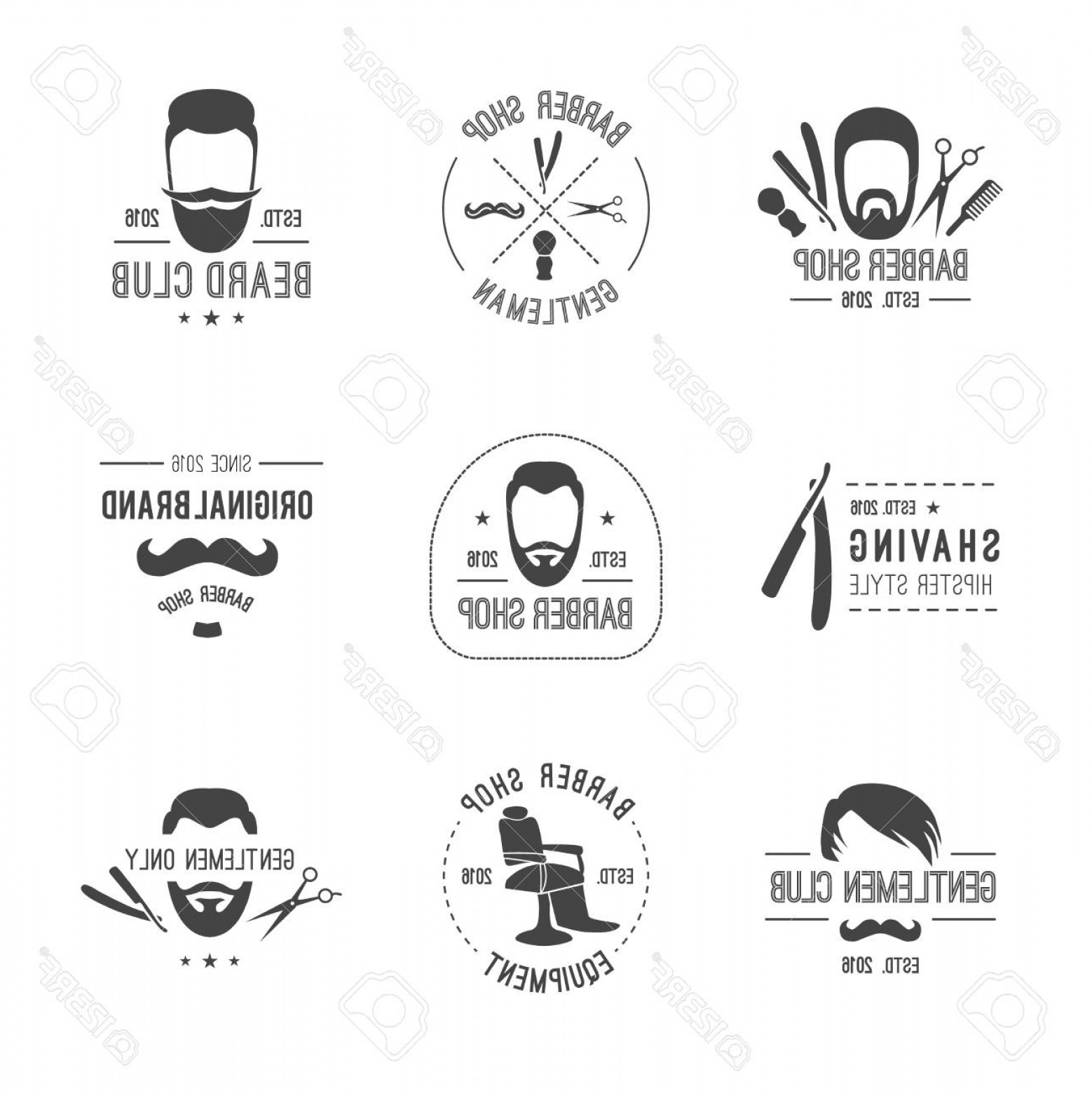 Photostock Vector Vector Hipster Barber Shop Logos Badges Beards 1558x1560 Photostock Vector Vector Hipster Barber Shop Logos Badges Beards