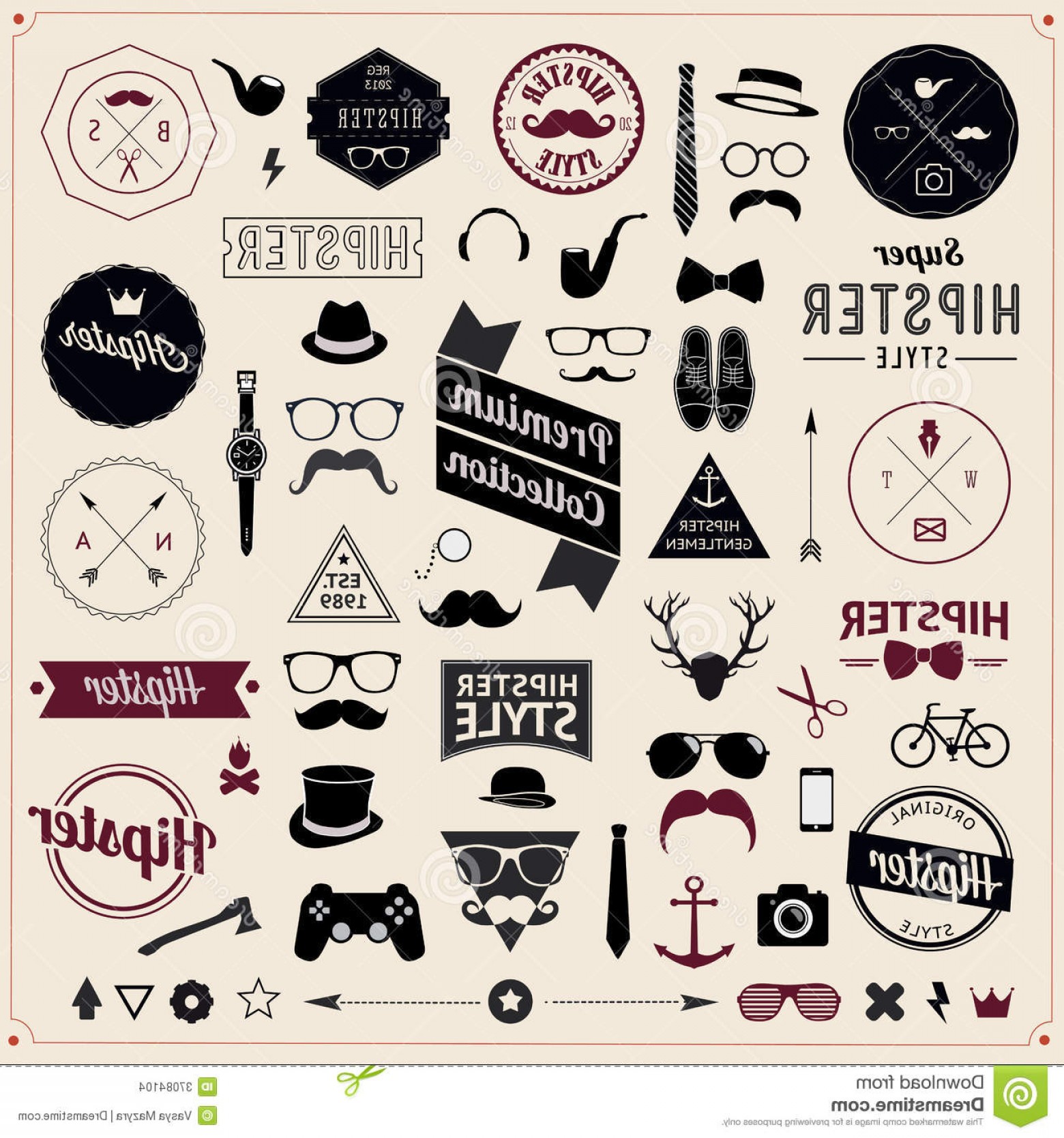 Stock Images Set Vintage Styled Design Hipster Icons Vector 1560x1668 Stock Images Set Vintage Styled Design Hipster Icons Vector