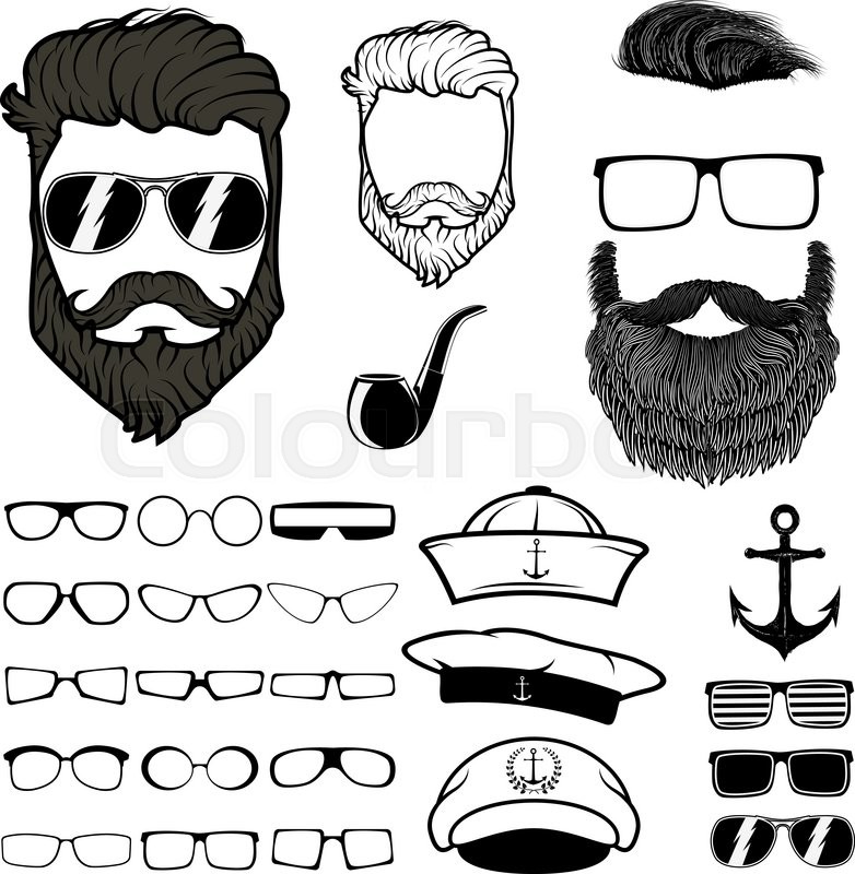 782x800 Hipster Hair And Beards, Fashion Stock Vector Colourbox