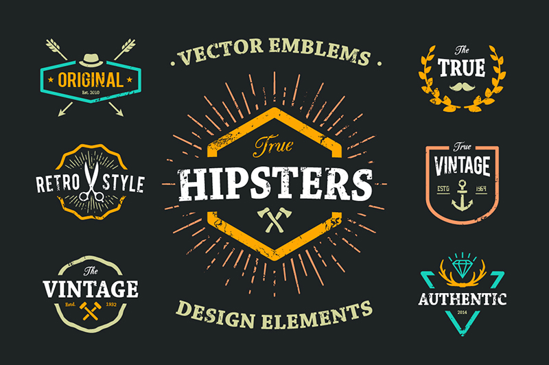 800x532 True Hipster Vector Set
