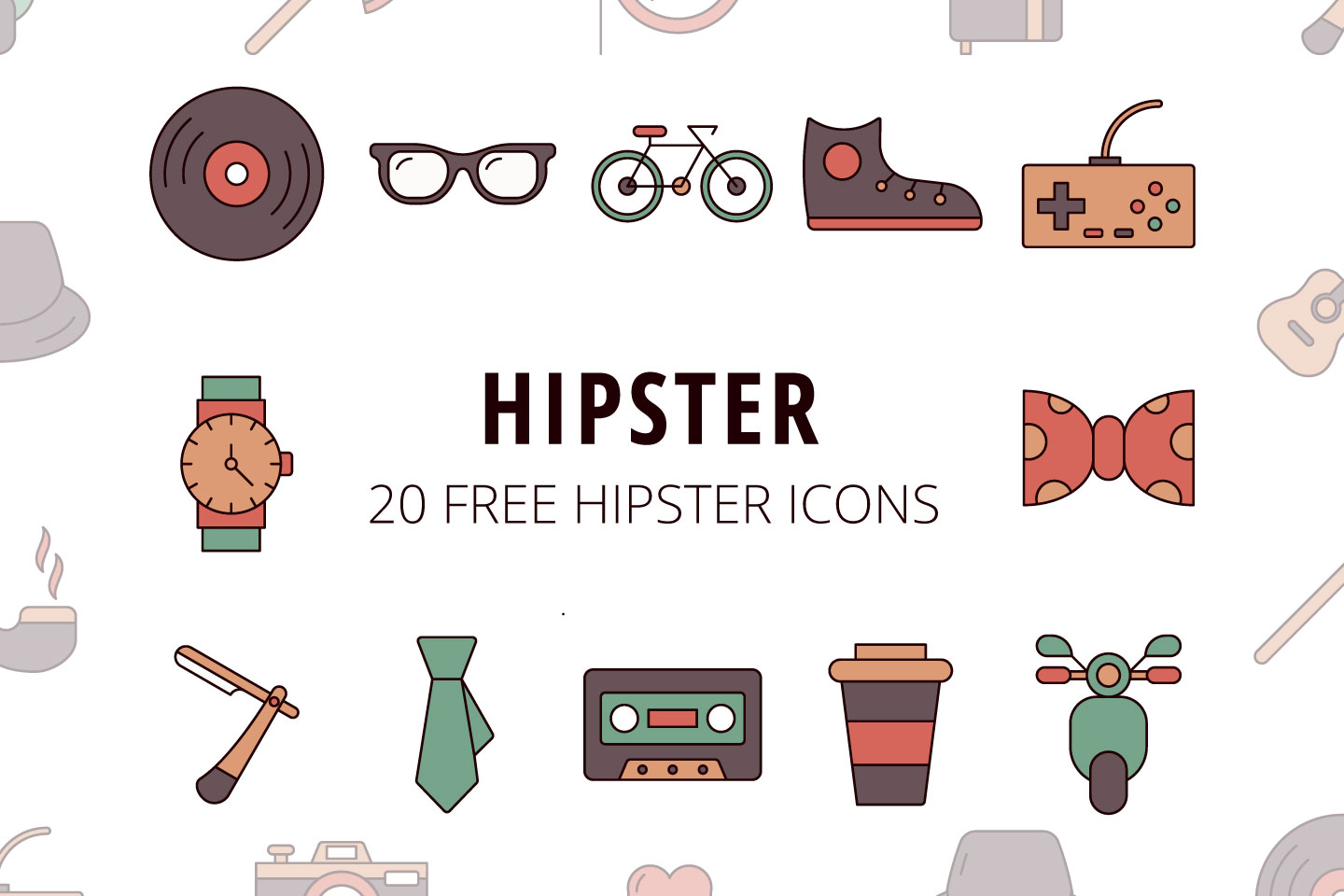 1440x960 Hipster Vector Free Icon Set