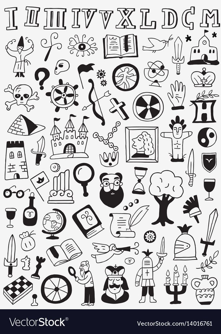 History Doodles Set Royalty Free Vector Image 714x1080 History Doodles Set Royalty Free Vector Image