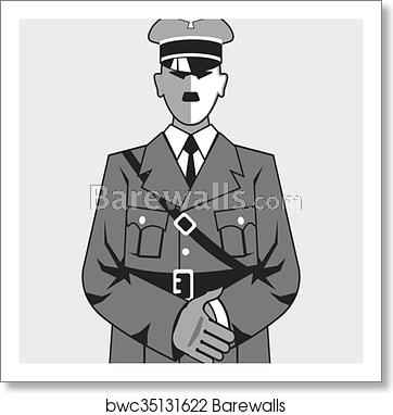362x382 Hitler Cartoon Simplified Vector, Art Print Barewalls Posters