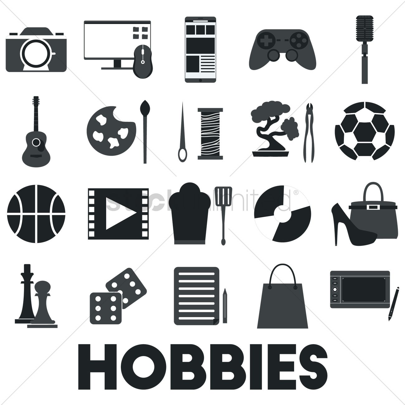1300x1300 Collection Of Hobby Icons Vector Image